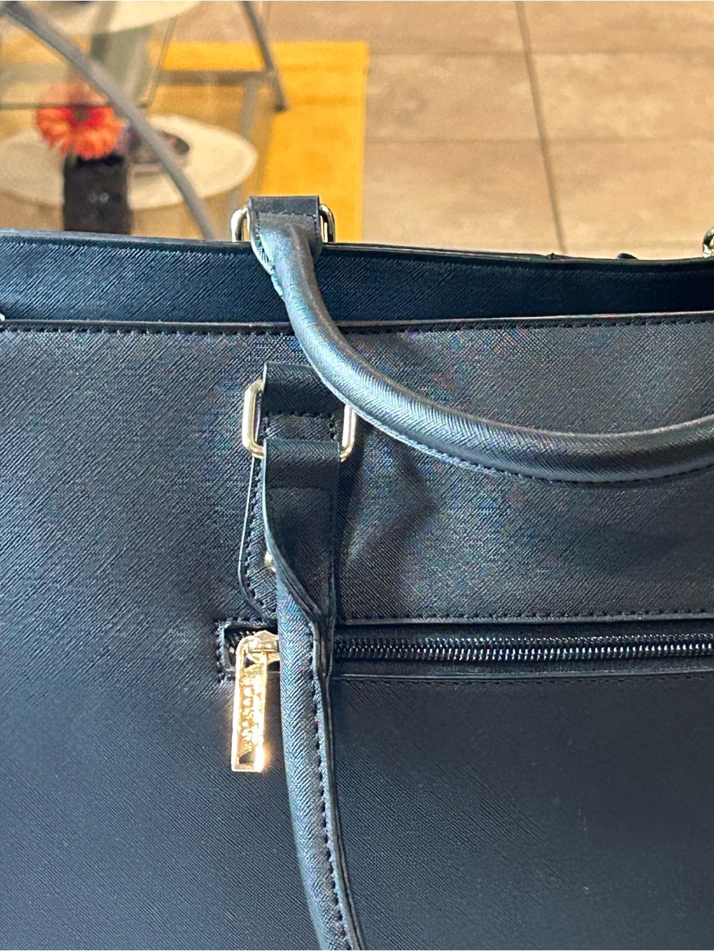 Black-Women's Laptop Tote Bag with Bow Charm - Sleek Professional Work Bag - Picture 5 of 14